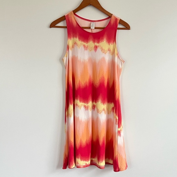 just be Orange and Pink Vibrant Sleeveless Tie-Dye Dress - Picture 1 of 6
